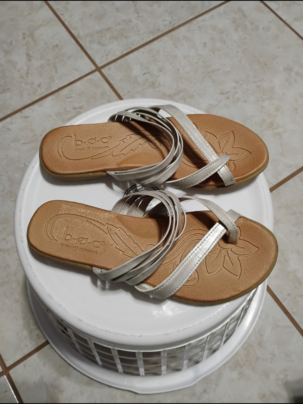 b.o.c. Metallic Silver Multi-Strap Women’s Sandals